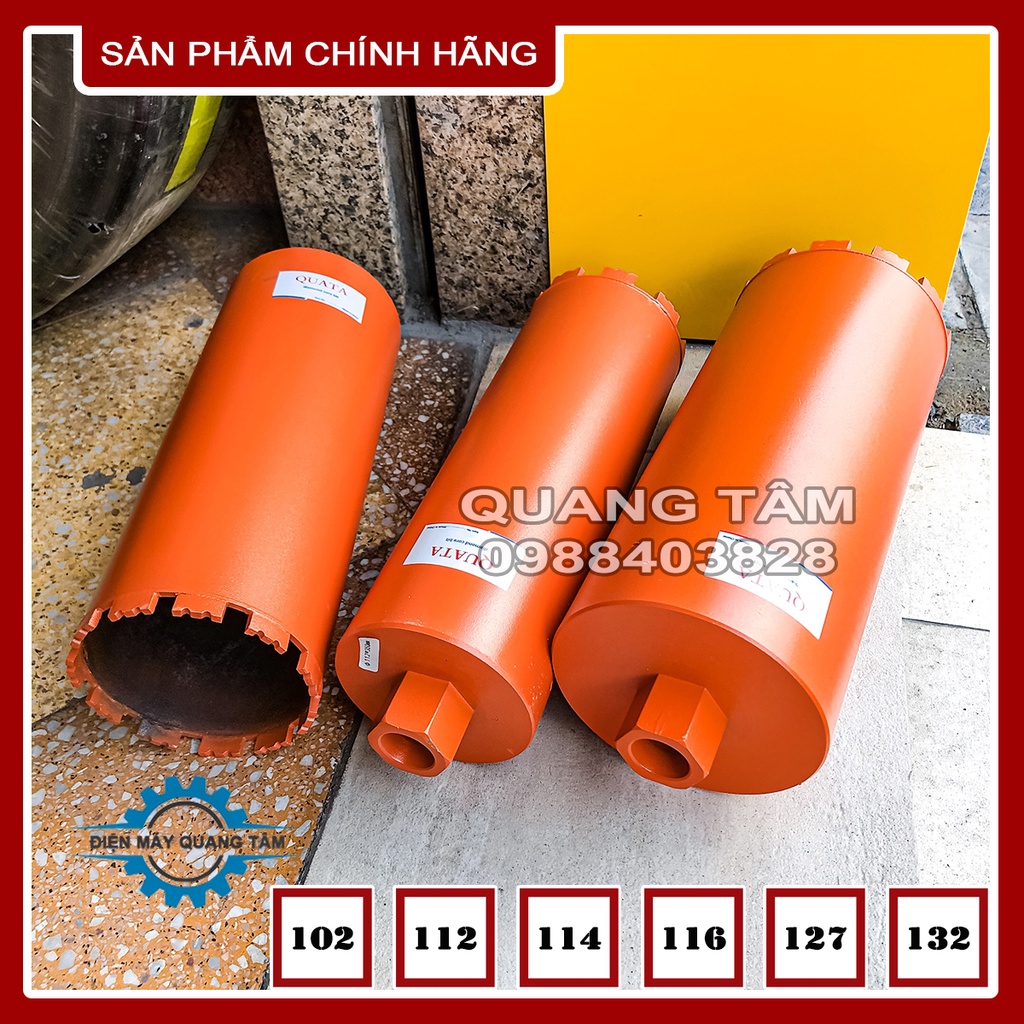 Mũi Khoan Rút Lõi Bê Tông phi 102 - 112 - 114 - 116 - 127 - 132 mm x 350mm QUATA [Chính Hãng]