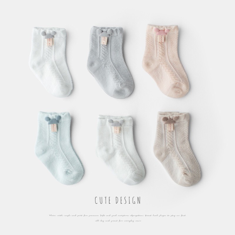 Tất lưới hình Mickey túi zip chất liệu cotton dệt, mềm mịn Cho Bé Yêu