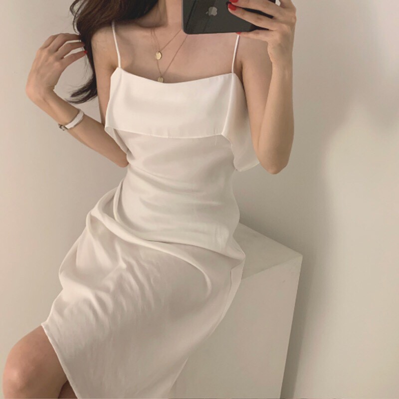 Đầm dây trắng size L A41