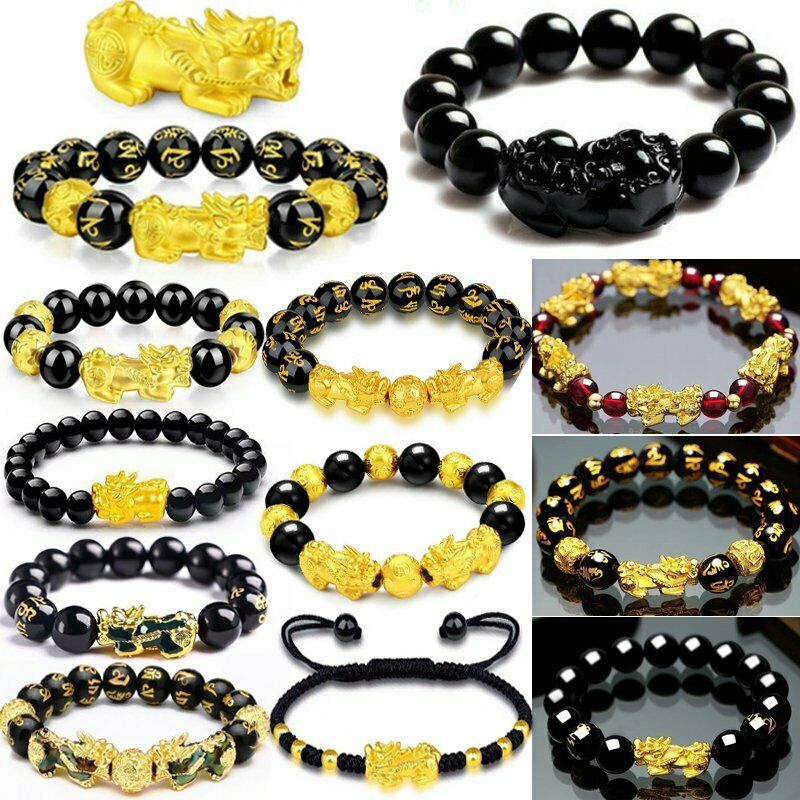 Vòng Tay Hạt Đá Obsidian Đen May Mắn Phong Thủy Unisex