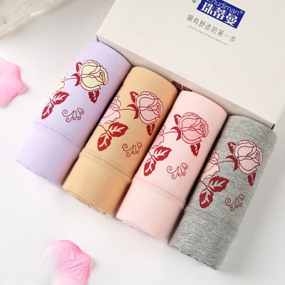 Set 4 quần lót nữ cạp cao Cotton bụng chất béo mm vải cotton bao hông sau sinh size lớn