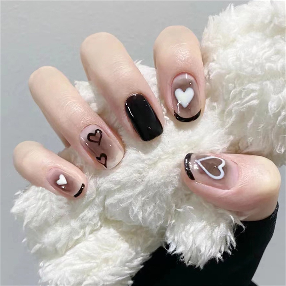 Bộ 24 Móng Tay Giả Dài Hình Mèo Dễ Thương Có Thể Tháo Rời