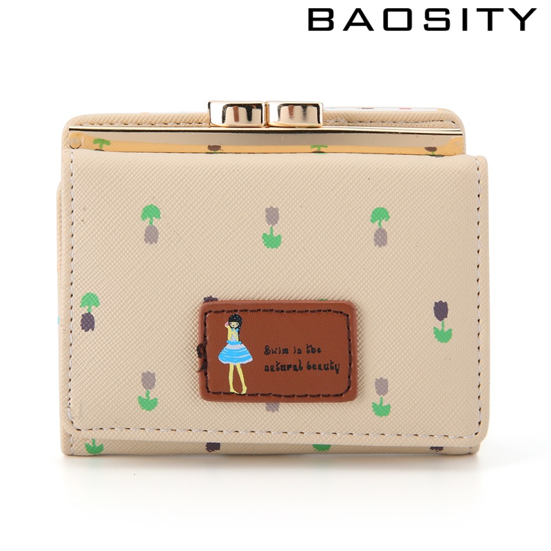 [BAOSITY]Womens Bifold Wallet Clutch Card Holders Purse Short Handbag Pink