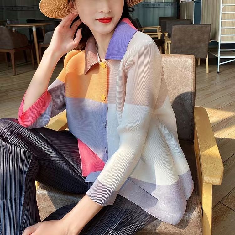 Issey Miyake Áo Khoác Cardigan Ba Mảnh Thời Trang Xuân Thu 2023 Cho Nữ