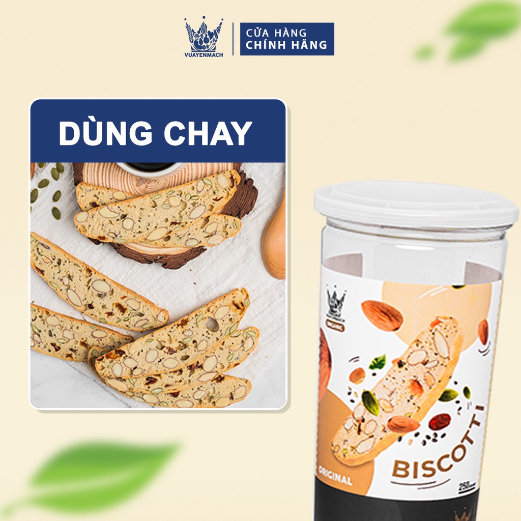 Bánh Biscotti ORIGINAL 250gr Bánh Ăn Kiêng Không Đường Vua Yến Mạch