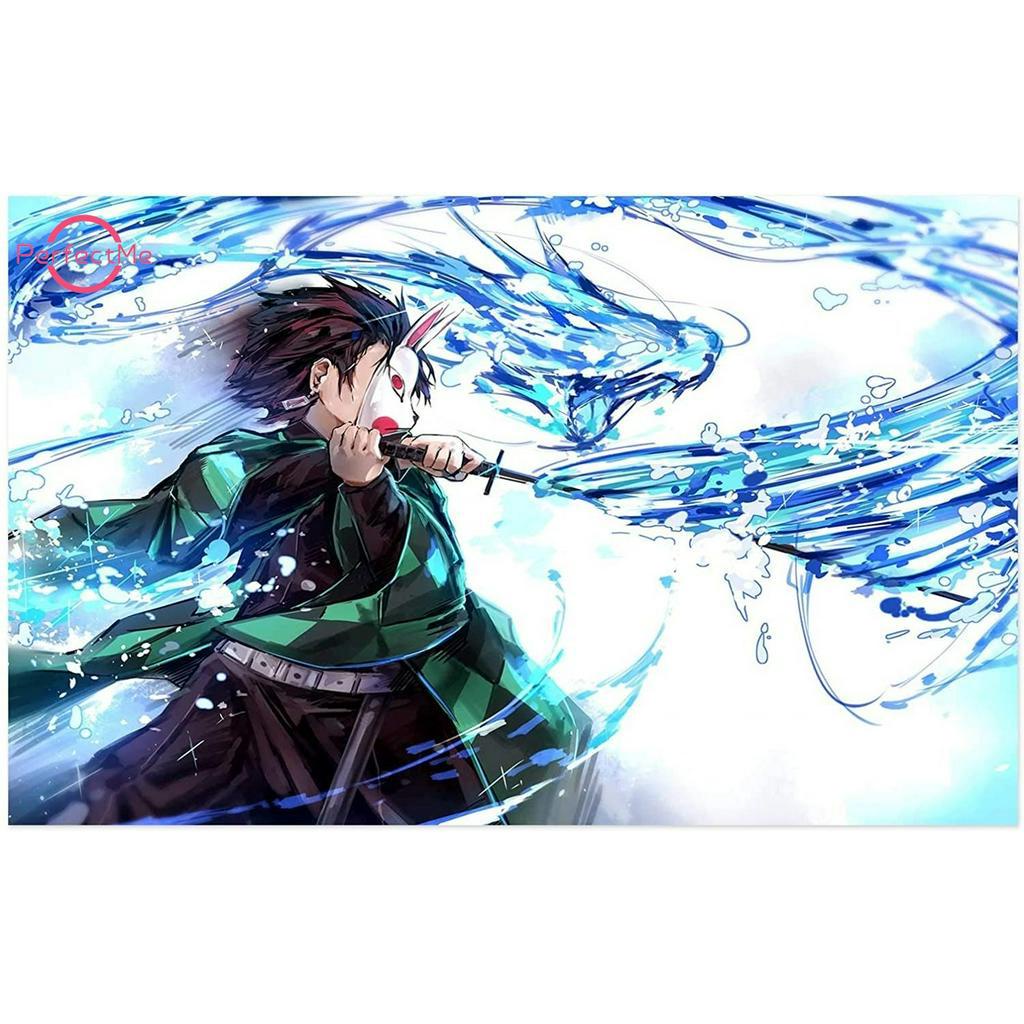 Bộ tranh đính đá hình Demon Slayer 40x30cm độc đáo trang trí nhà cửa