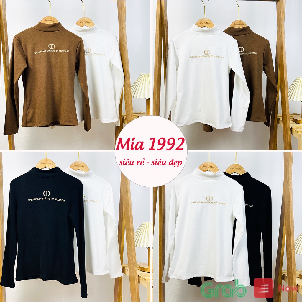 Áo thun dài tay nữ MIA 1992 - áo thun nữ tay dài cố 3p chứ thêu hàng VNXK dày dặn ấm xinh