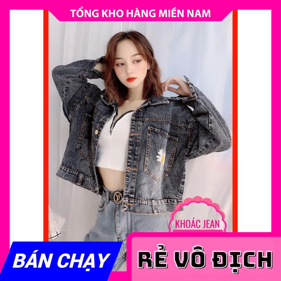ÁO KHOÁC JEAN THÊU BÔNG CÚC XINH XẮN KJT149 100% ẢNH THẬT ÁO KHOÁC JEAN NỮ MY