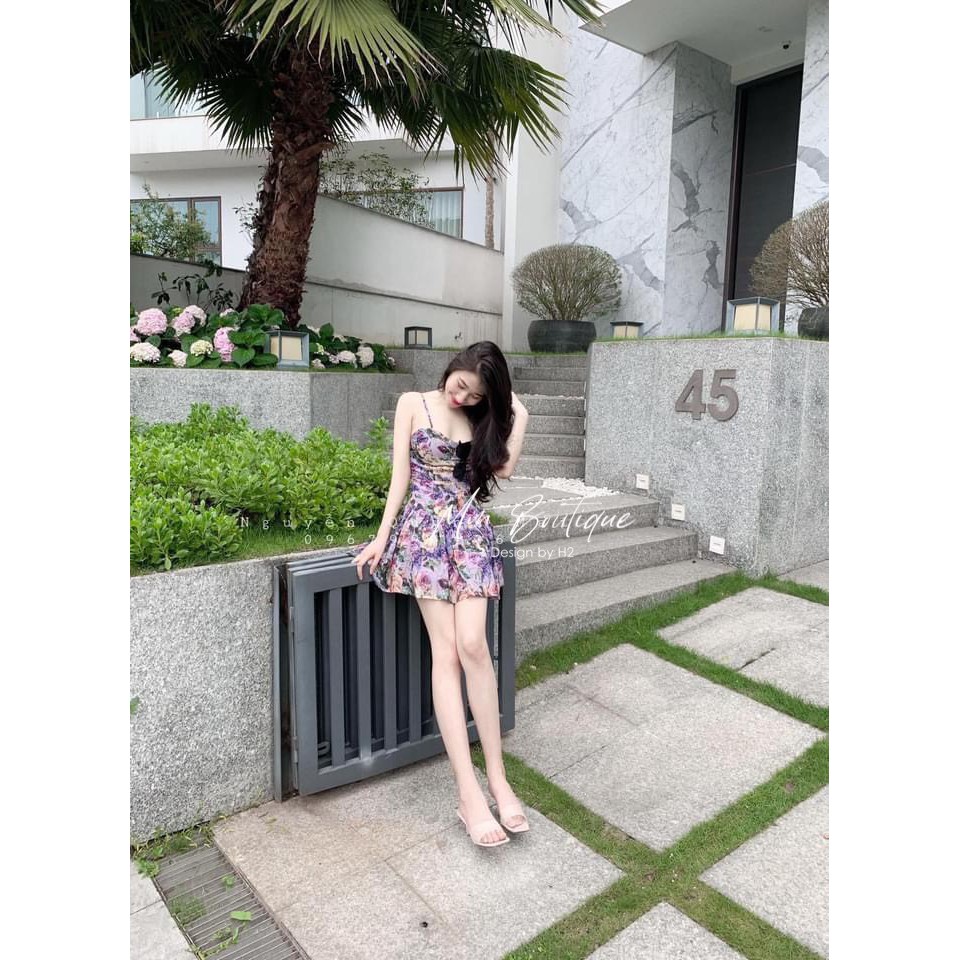 VÁY 2S HOA TÍM CHÂN BÈO 2 LỚP | BigBuy360 - bigbuy360.vn