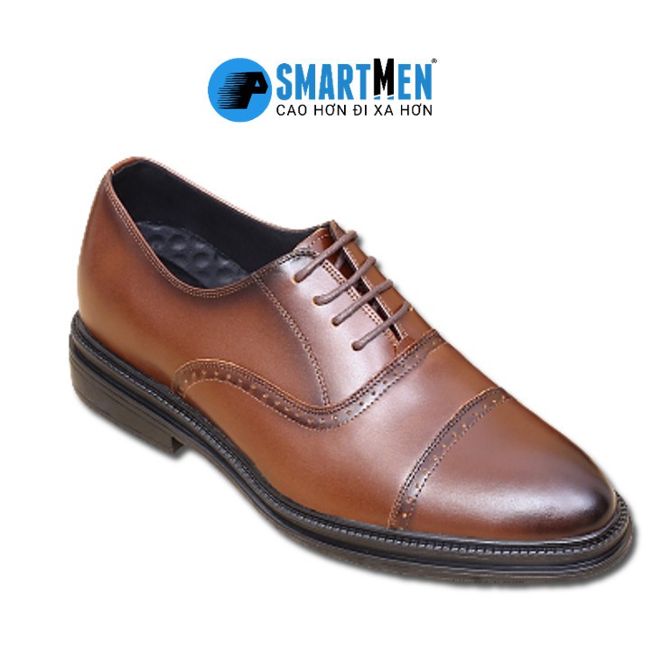 Giày tây da bò nam công sở SmartMen GD-400 Nâu thumbnail