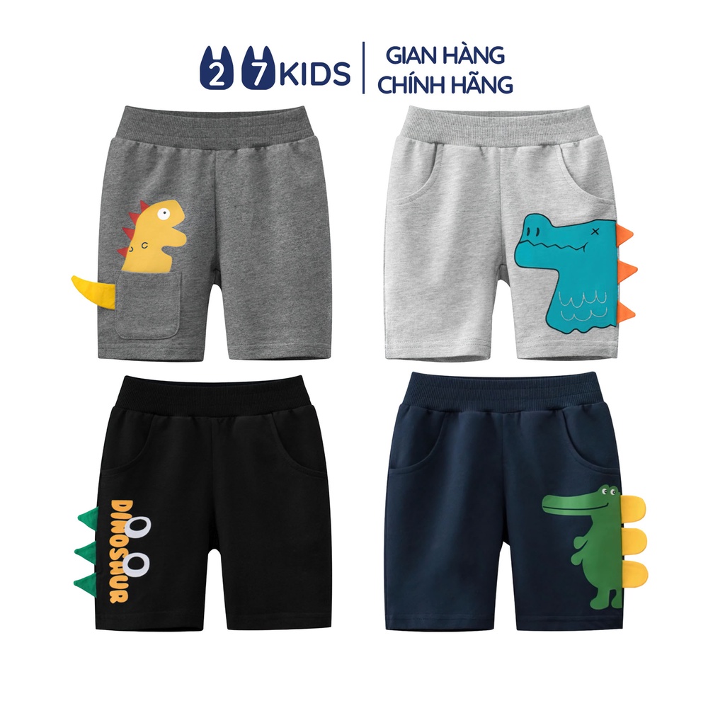 Quần short bé trai 27Kids sooc đùi khủng long nam vải Cotton cho trẻ từ 2-10 tuổi BSPS5