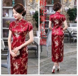 Váy sườn xám hoa đào đón tết size s-6xl