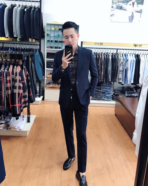 Bộ vest nam,Aó vest nam thời trang ,bộ suit màu xanh than cao cấp lịch lãm cho phái mạnh, com lê blaze