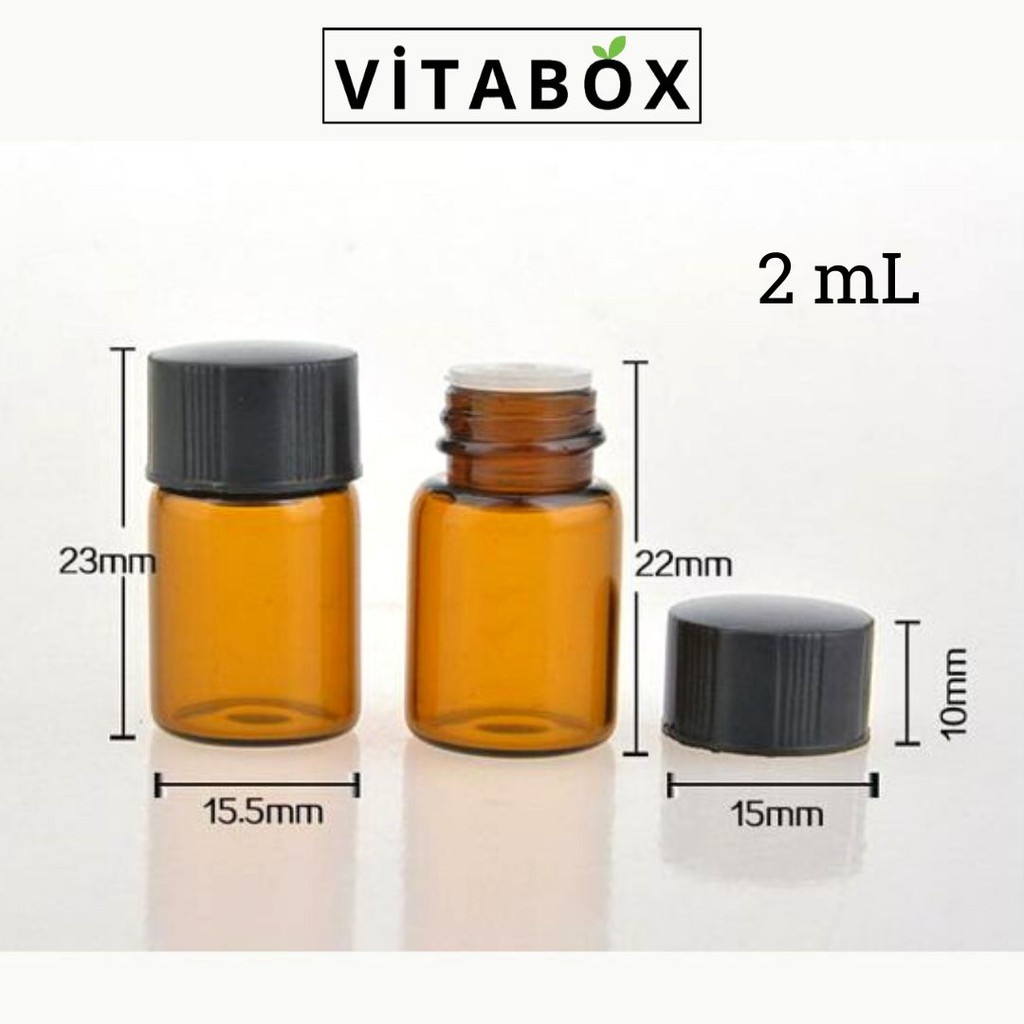 Combo 20 Chai Thủy Tinh 2ml Màu Nâu Amber – Đựng Serum, Tinh Dầu