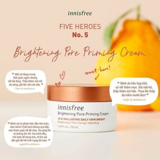 KEM DƯỠNG QUÝT INNISFREE BRIGHTENING PORE PRIMING CREAM 50ml