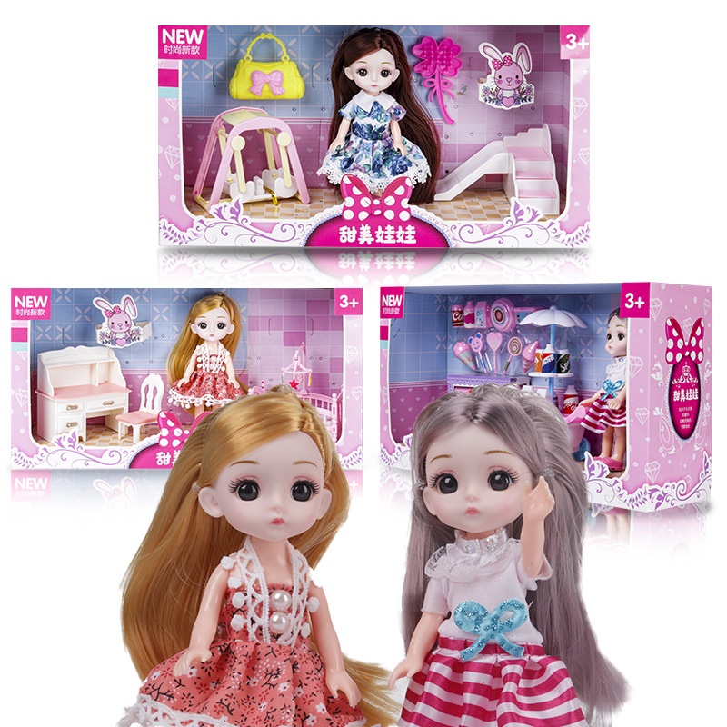 ◙♕Công chúa Barbie Fenli Đồ chơi búp bê Cô gái mô phỏng Bức tượng nhỏ Play House Bộ quà tặng đồ chơi cho trẻ em