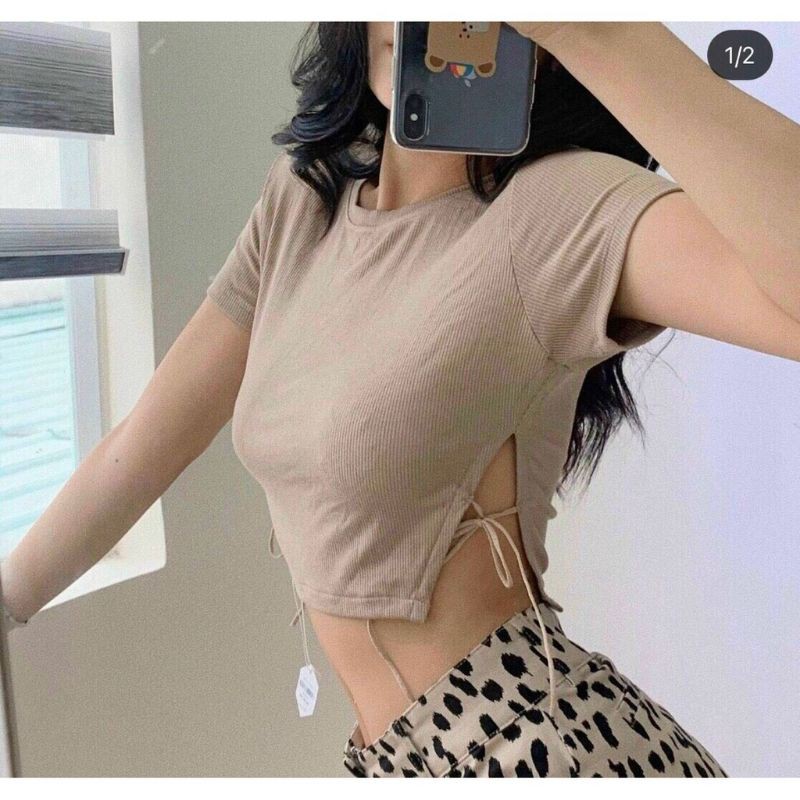 ÁO CỘT DÂY 2 BÊN HÔNG DÁNG CROPTOP A2C2BH