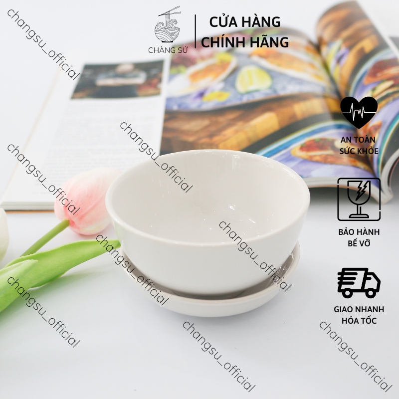 Đĩa chấm sứ đựng gia vị - Dĩa sứ trắng chấm nước mắm, tương xì dầu - Chàng Sứ HC 03D