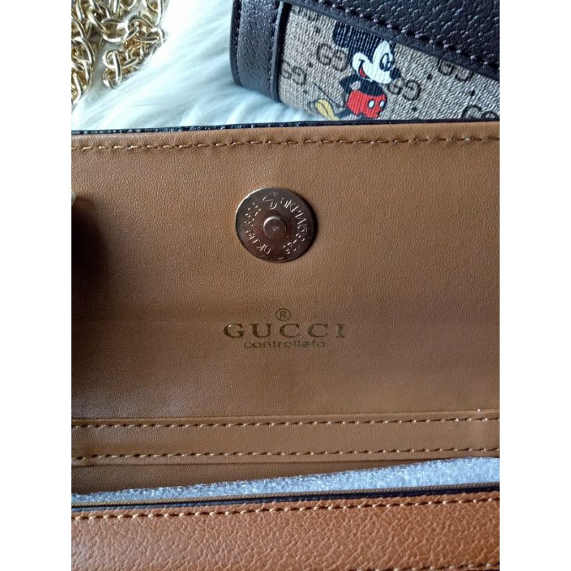 Ví Gucci Phối Dây Xích In Hình Chuột Mickey Dễ Thương