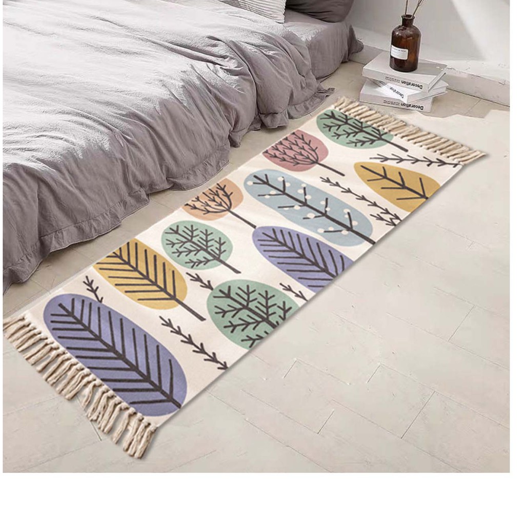 Thảm lót trải sàn, vải  lanh  thảm sofa,phòng khách, hoạ tiết thổ cẩm, thảm đầu giường