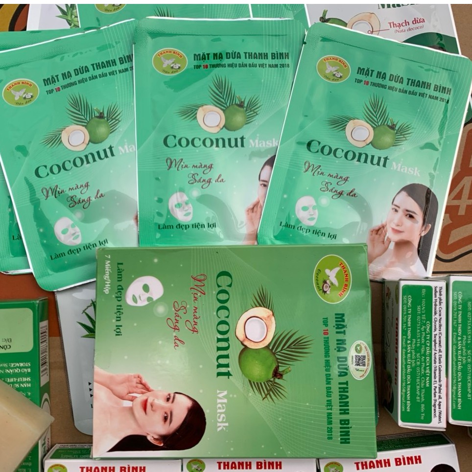 Hộp 7 miếng mặt nạ dừa Thanh Bình COCONUT MASK 100% thiên nhiên