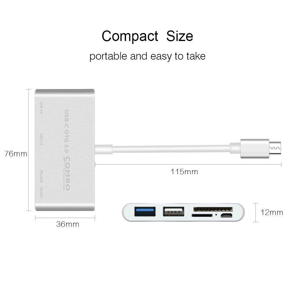 Hub Đọc Thẻ Nhớ OTG USB 3.0 5 Trong 1 Với Đầu Đọc SD / TF Cho MacBook