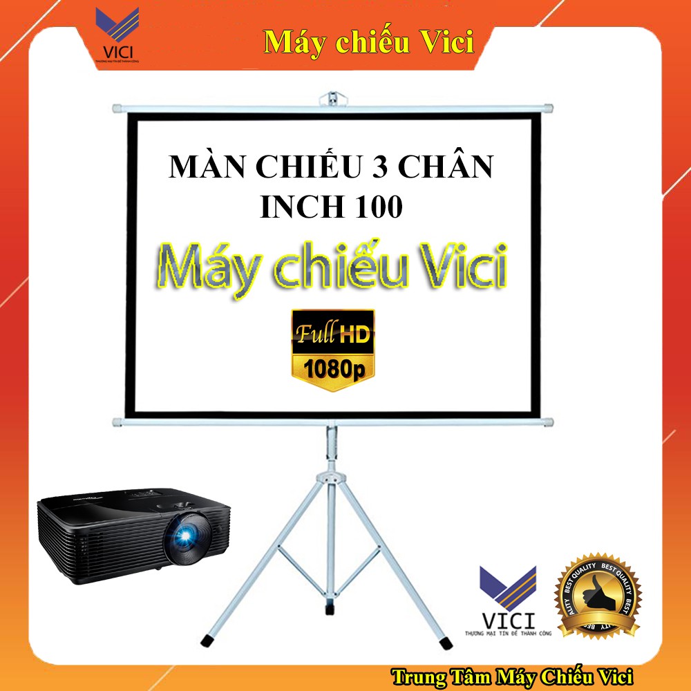 Màn Chiếu 3 Chân 100inch - 1m78 x 1m78. Màn chiếu chất lượng cao, hình ảnh chiếu sắc nét, khung chân chắc chắn