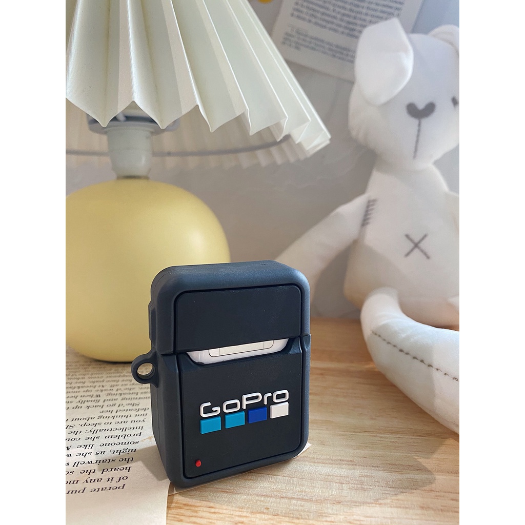 Vỏ Bảo Vệ Hộp Sạc Tai nghe không dây airpods 1/2 pro 1/2/3 pro Bằng Silicon Mềm Hình Máy Ảnh 3D GOPRO