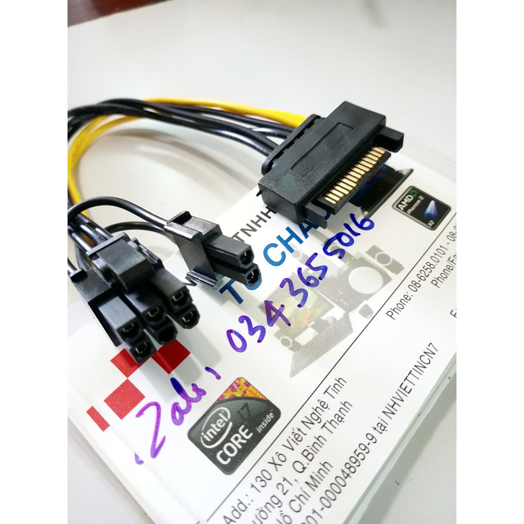 Cáp nguồn chuyển từ SATA ra 6 Pin hoăc 8 Pin dành VGA - Card màn hình