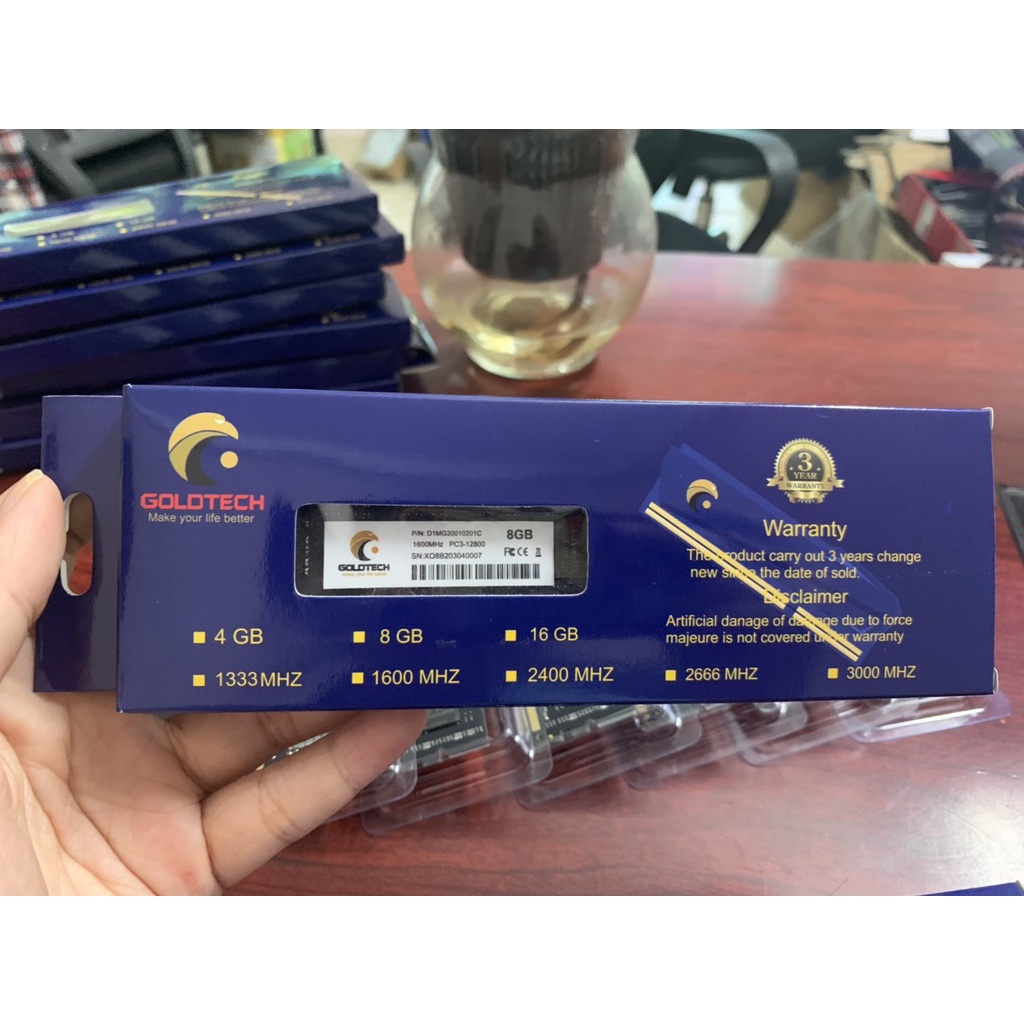 RAM Goldtech 8GB DDR3 Bus 1600Mhz Mới 100% bảo hành 3 năm