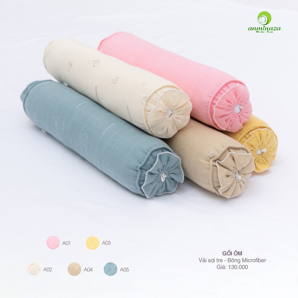 Gối ôm sợi tre 50x12cm cao cấp Anminaza cho bé
