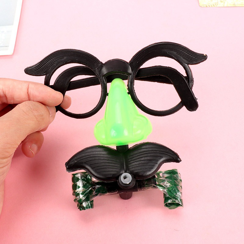 Mắt kính hóa trang chú hề có còi mũi tròn màu đỏ cà chua + bộ râu