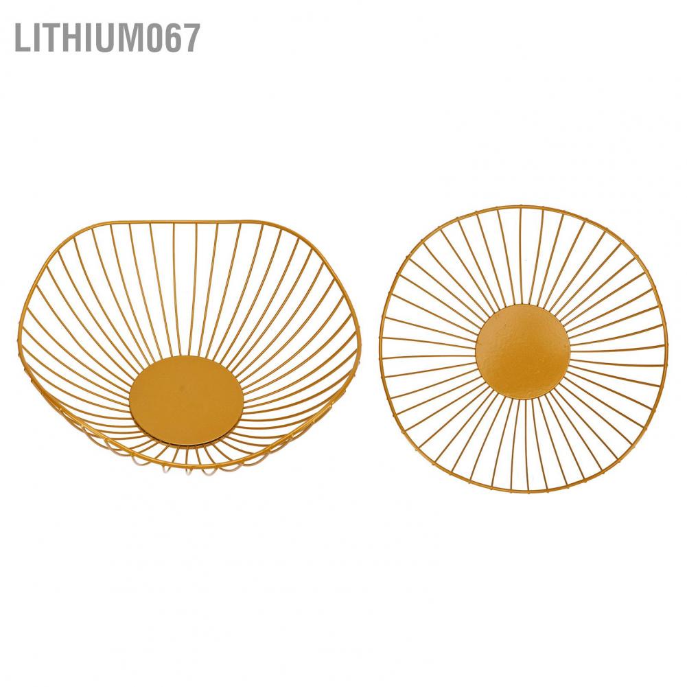 Lithium067 Dây trái cây Bát có lỗ rỗng chống lật Làm dày bằng kim loại bền Rổ đựng cho Bánh mì rau