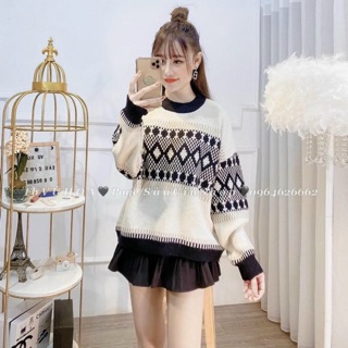 Áo len hoạ tiết thổ cẩm hàng đẹp Quảng Châu