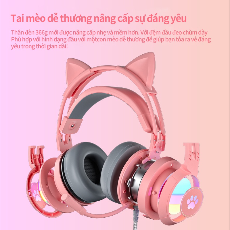 Tai Nghe Mèo có dây, Headphone Chụp Tai Có Mic Chơi Game SY-G25 ,Âm thanh rõ ràng như thật ,Âm thanh không gian 3D