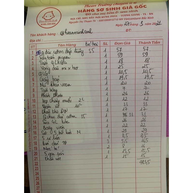 Combo đi sinh 27.3.2021 (số 1)