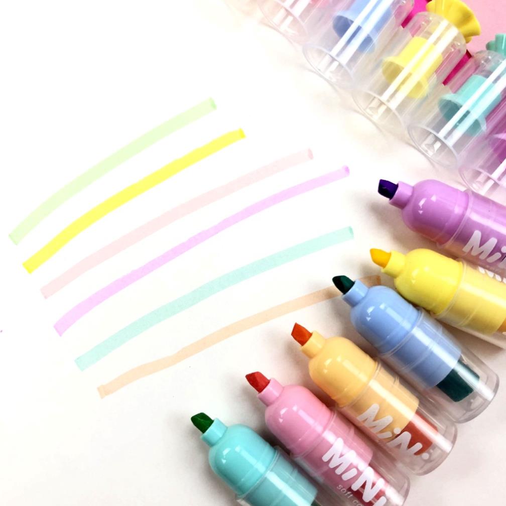 Set bút đánh dấu 6 màu KOGANO bút nhớ highlight nhiều màu dễ thương kèm hộp đựng SP-001361