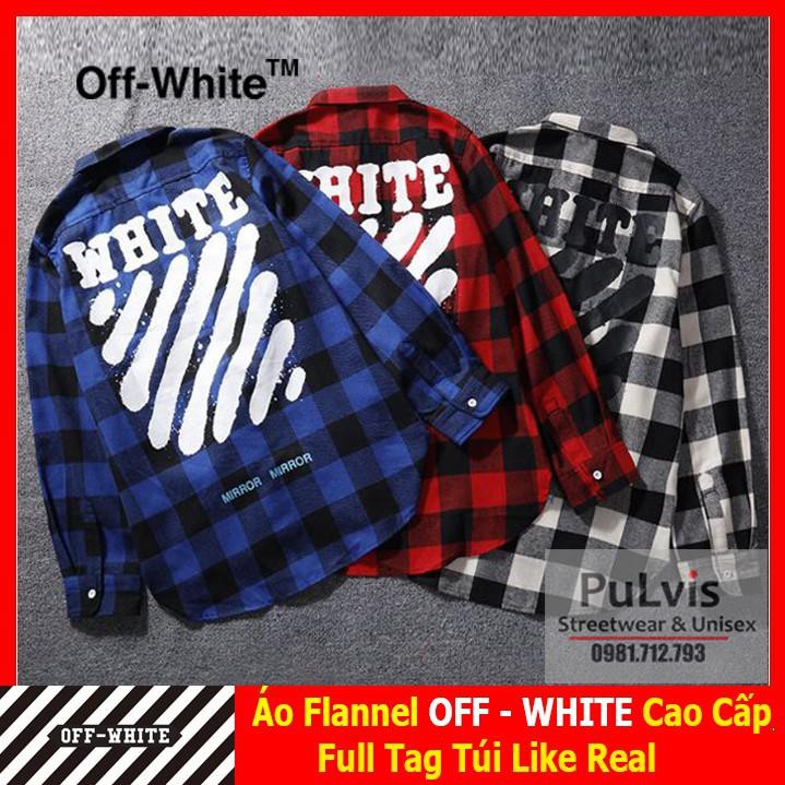 ⚡️[CHỈ 1 NGÀY] - Áo flannel OFF WHITE spray, áo sơ mi off white (Gin Store)