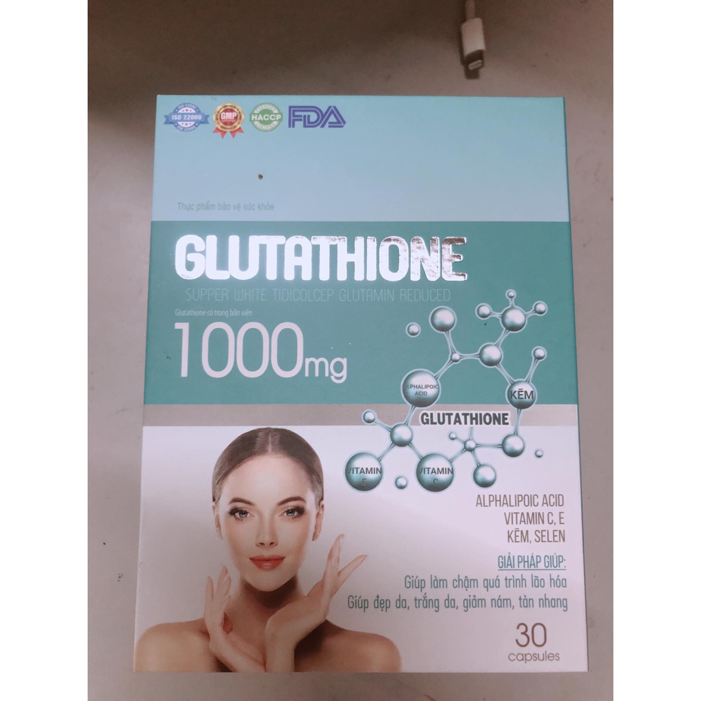 Trắng da GLUTATHIONE 1000 nâng tông tức thì giảm sạm nám mờ nếp nhăn