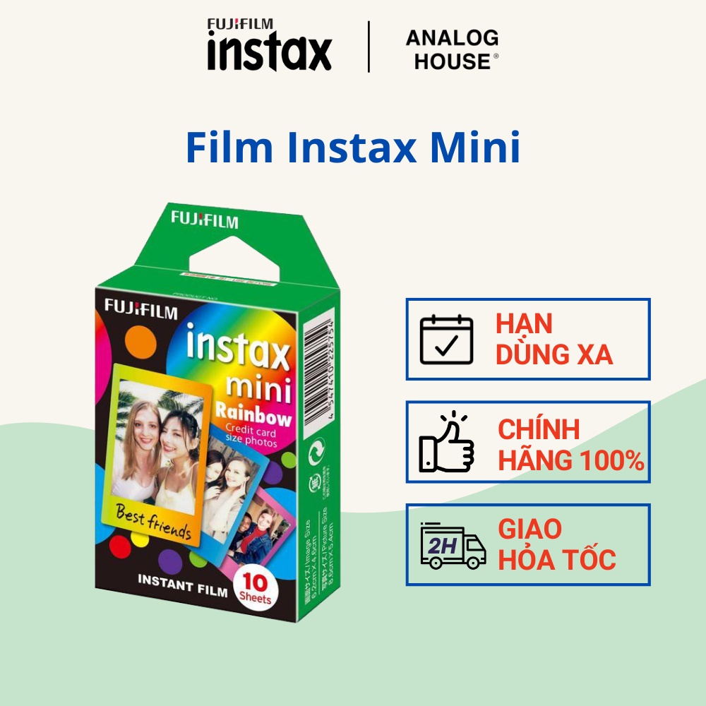 FILM INSTAX MINI Viền Rainbow FUJIFILM dùng cho máy ảnh chụp lấy liền