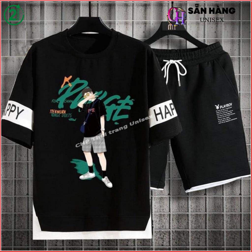 Bộ Quần Áo Thun Nam - quần áo nam happy chất liệu co dãn thể thao