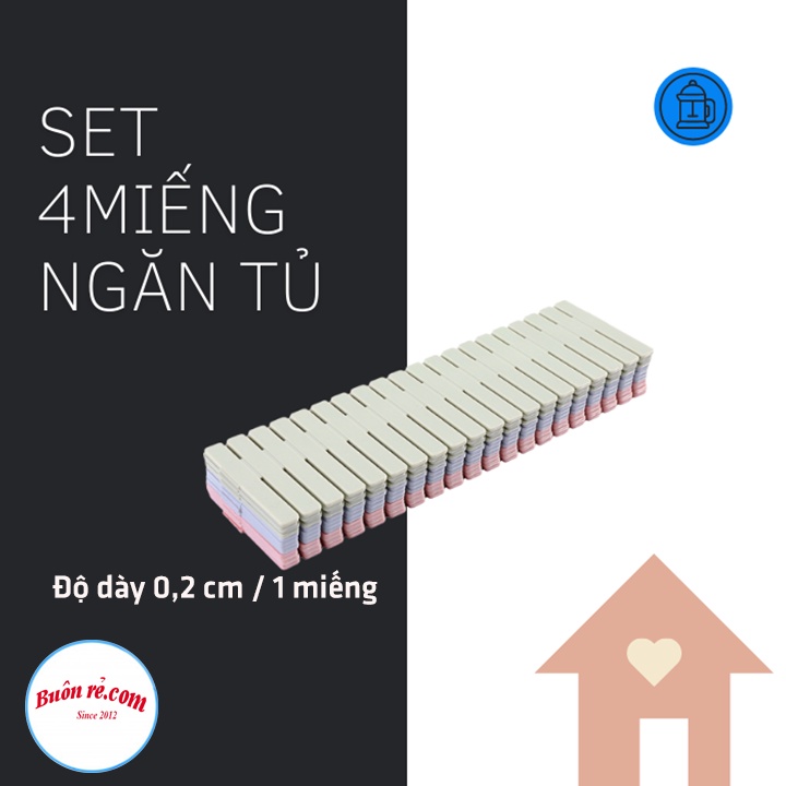 Set 4 miếng nhựa chia ngăn kéo tủ - Thanh chia ô đồ đạc nhiều kích thước đa năng.