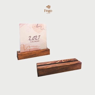 Mua Kệ để lịch bàn FEGO/ Chân đế gỗ tranh ảnh lưu niệm  namecard  menu màu nâu rustic rãnh 8mm