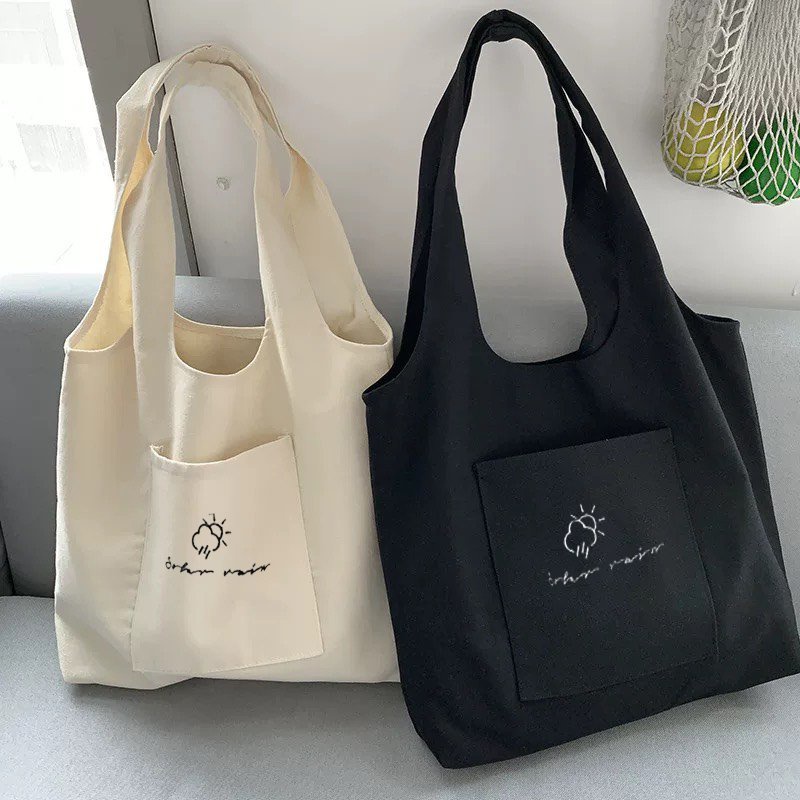Túi tote HAZIN vải canvas ulzzang unisex họa tiết dễ thương phù hợp đi học đi chơi