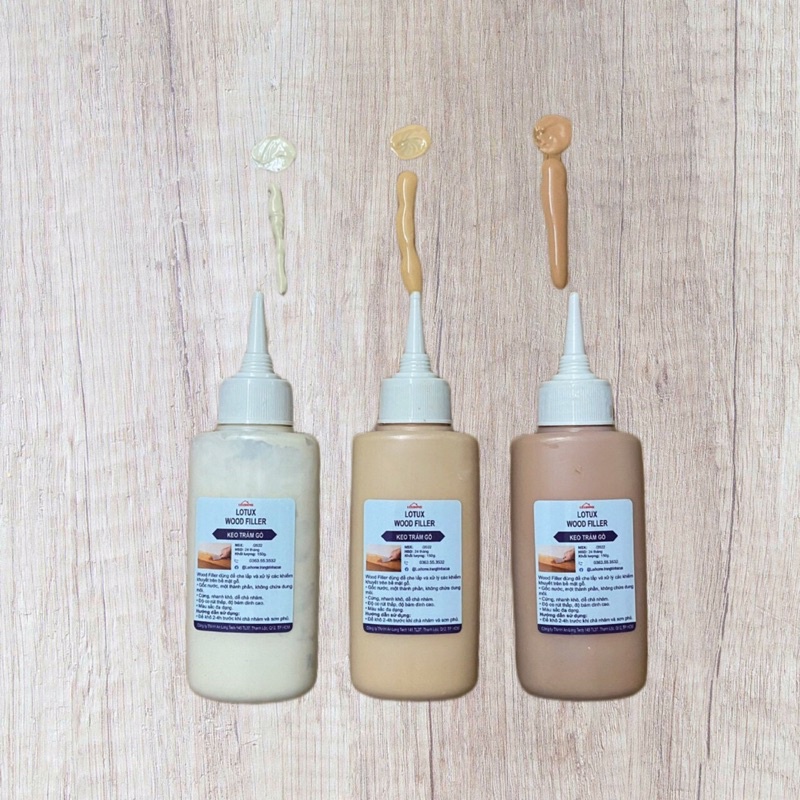 Keo trám gỗ Lotux, sơn che khuyết điểm mộc, sơn phủ màu, vá lỗi, bột trét gỗ