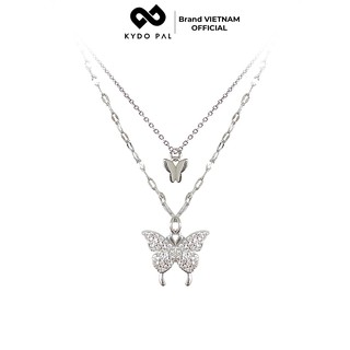 Vòng cổ bạc KYDOPAL xi 925 choker đính đá bướm đôi - 9XC1