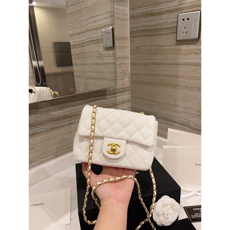 Túi xách Chanel màu trắng size 17cm rất đẹp