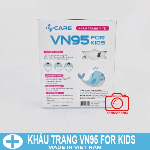 Hộp 10 chiếc khẩu trang trẻ em 3D VN95 for KIDS