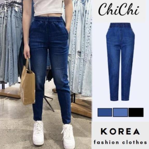 Quần jean nữ baggy cạp chun quần bò ống đứng co giãn đủ size 40-85kg V202 ! New *