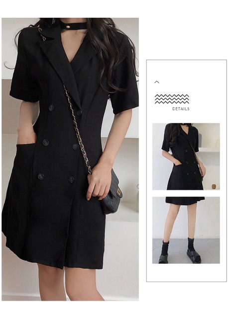 {Order,bigsize,M-4Xl}Váy cổ vest đen thanh lịch tay lỡ | BigBuy360 - bigbuy360.vn